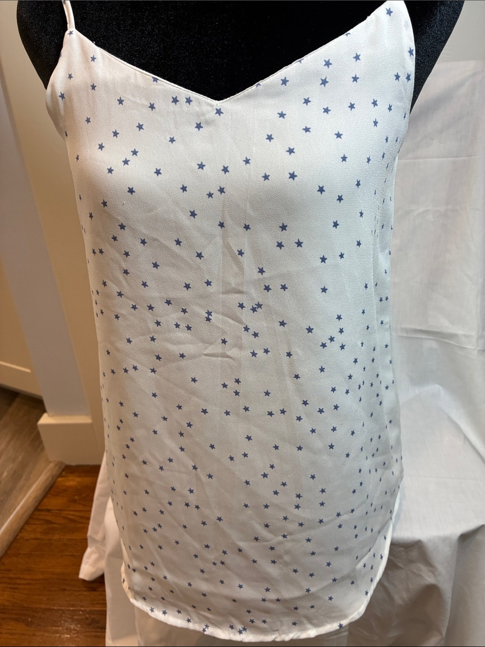 Pink Rose White Star-Print Spaghetti Strap Cami